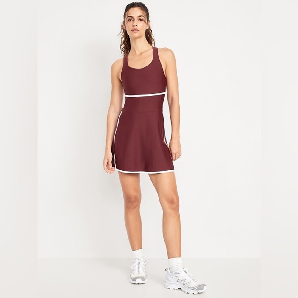 Old Navy Burgundy Sports Dress with White Accents